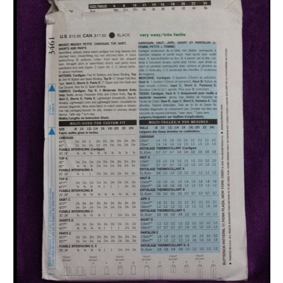 Butterick 3461 Sewing Pattern Jacket Skirt Top Size 8 10 12 - Picture 6 of 8